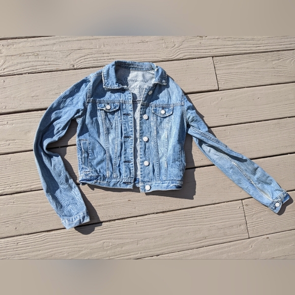Y2K American Eagle Distressed Jean Jacket Size XS - Picture 1 of 7